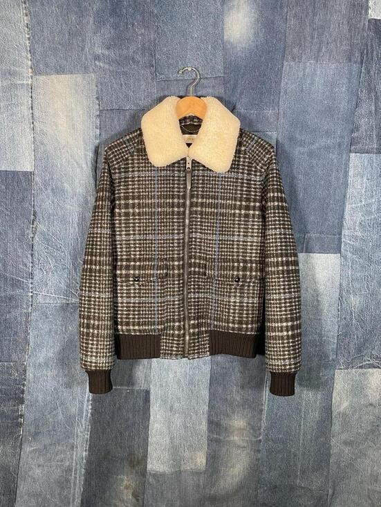 Coach Jackets & Blazers - COACH Plaid Shearling Collar Bomber Jacket